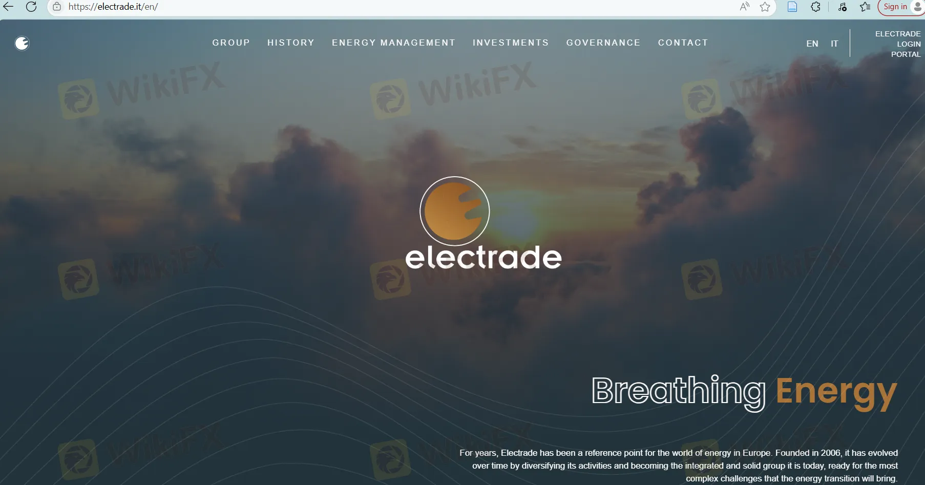 Electrades homepage