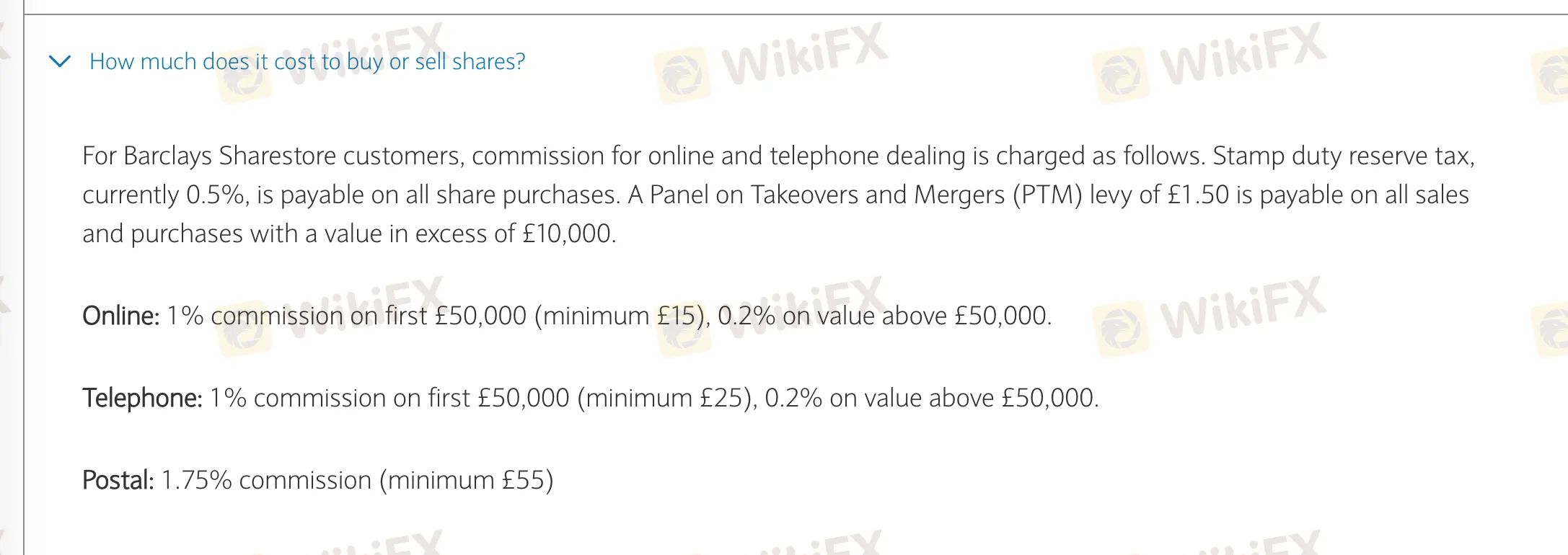 BARCLAYS Fees