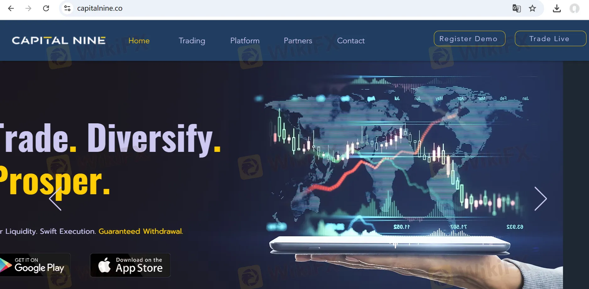 الصفحة الرئيسية لـ Capital Nine Global