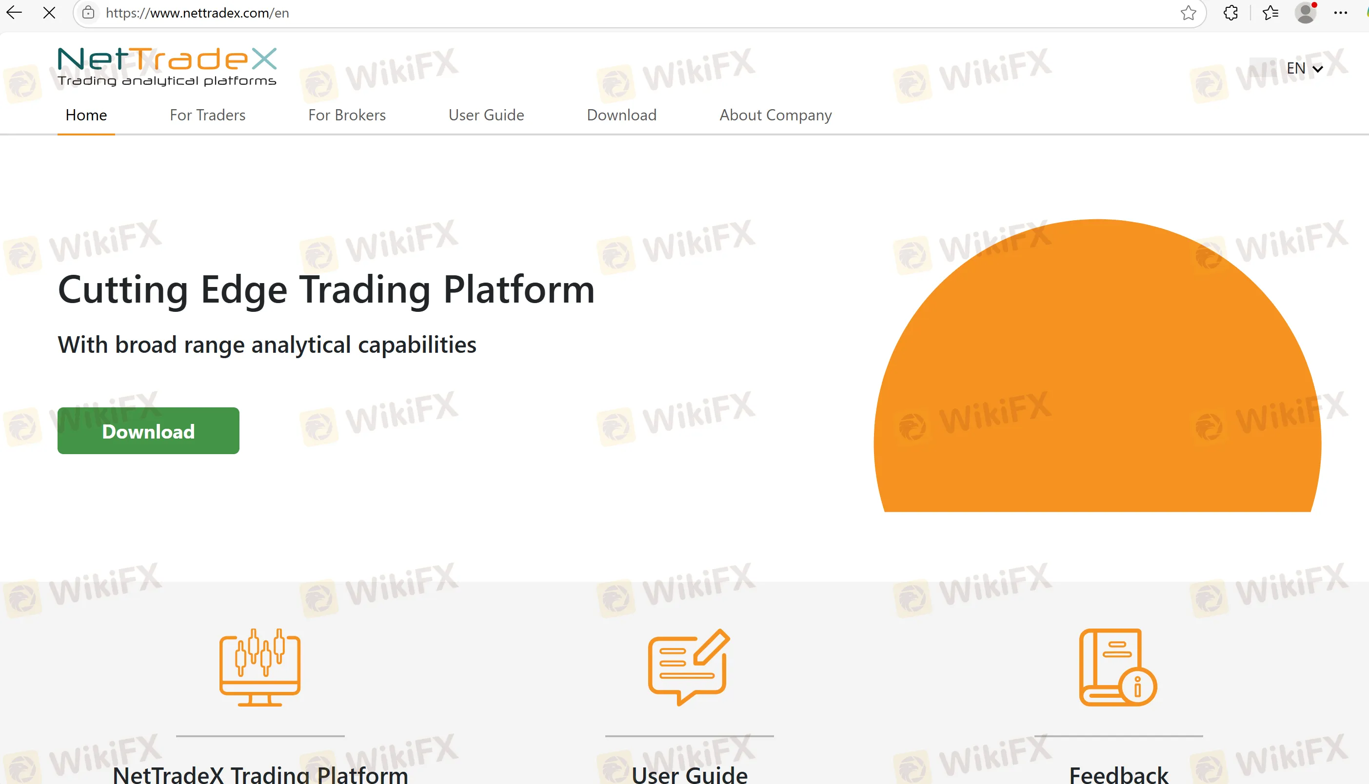 Page d'accueil de NetTradeX