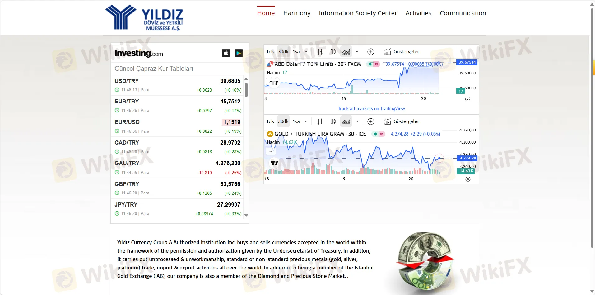 Yıldız Currency Group's homepage