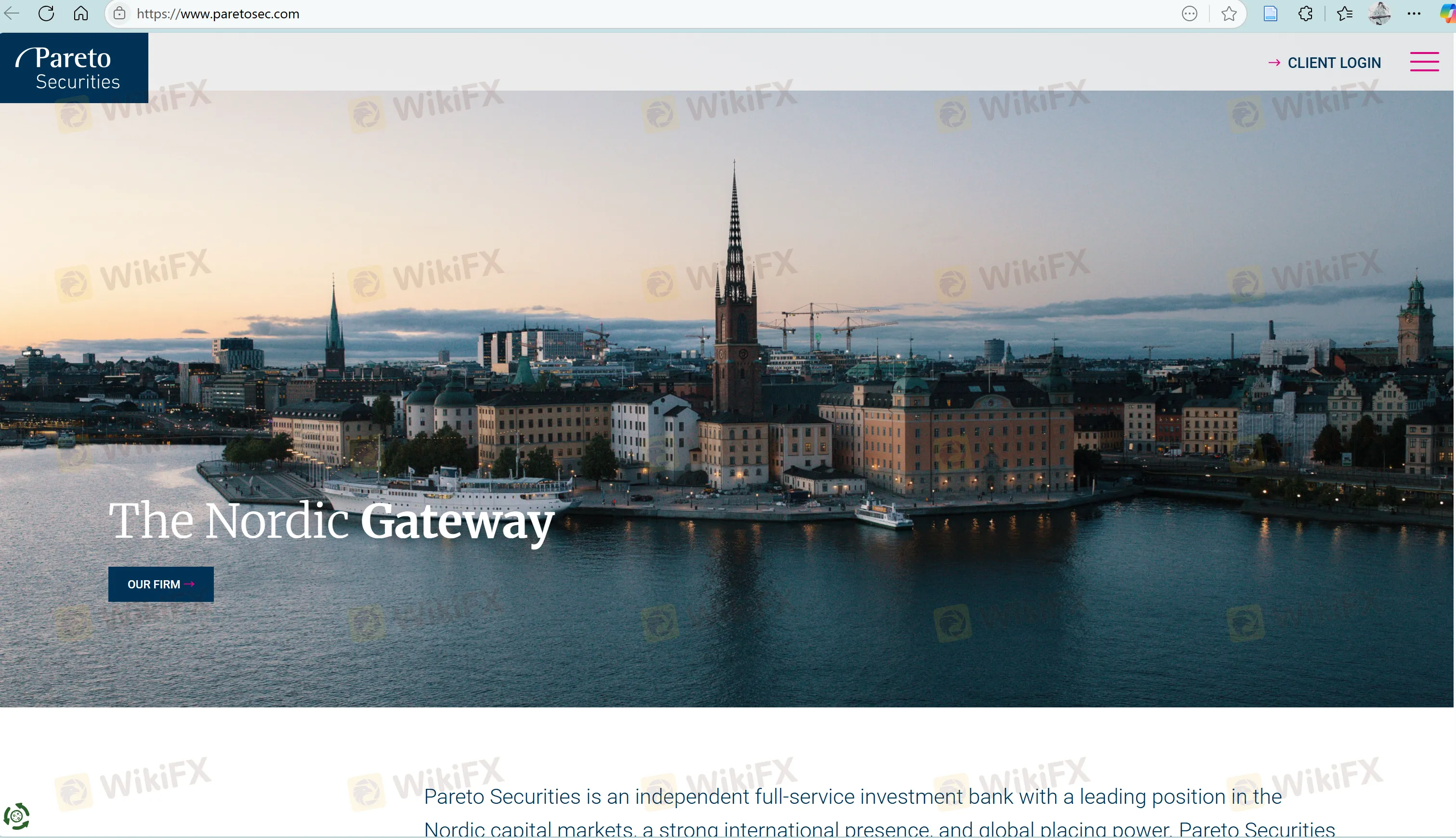Pareto Securities' homepage