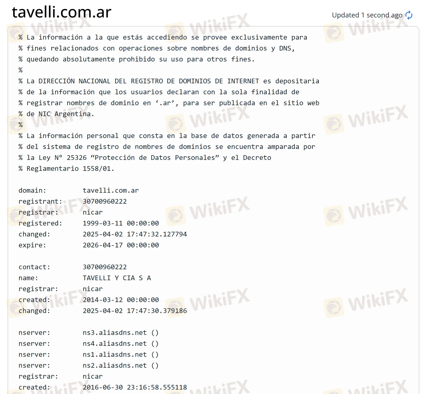 Información de dominio