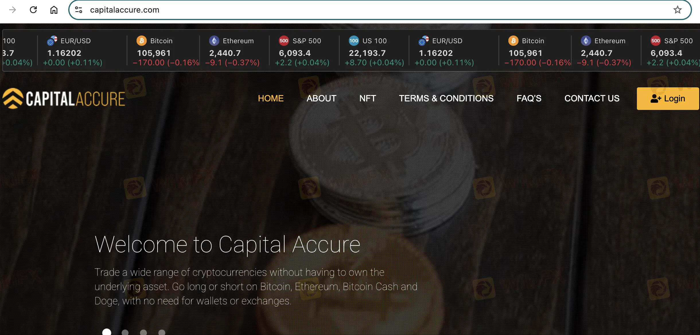 Capital Accure's homepage