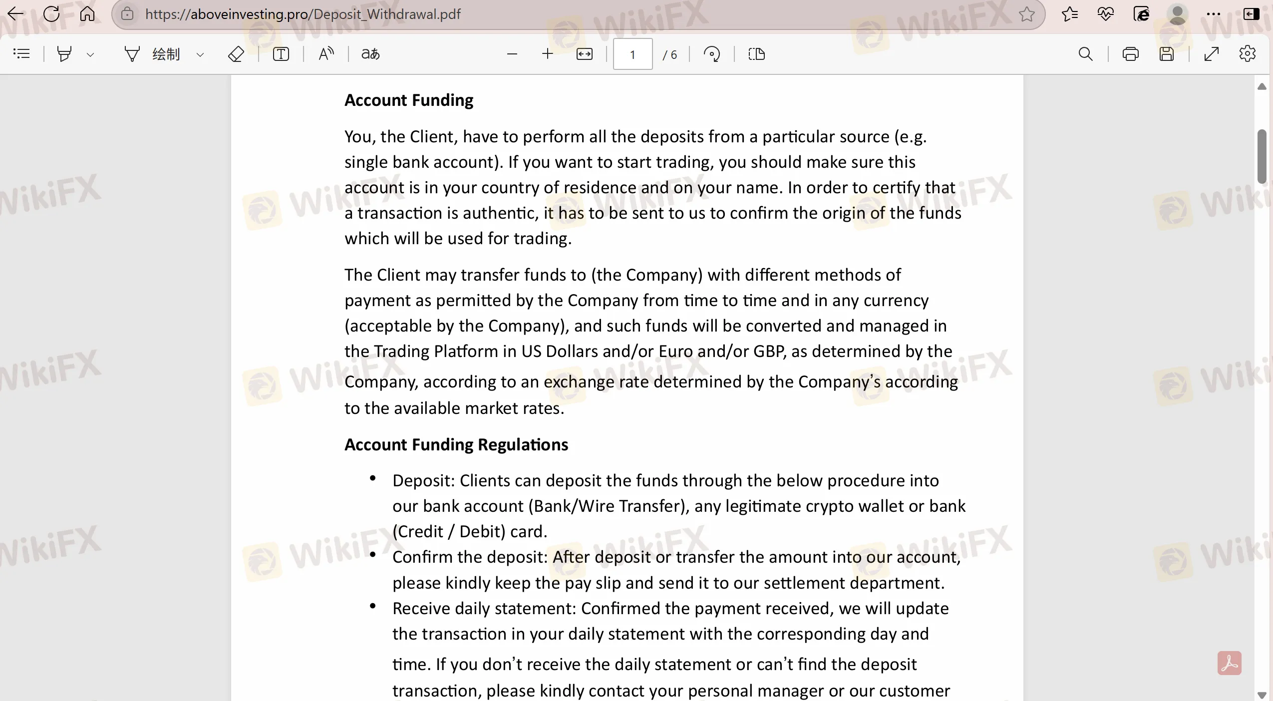 Deposit and Withdrawal