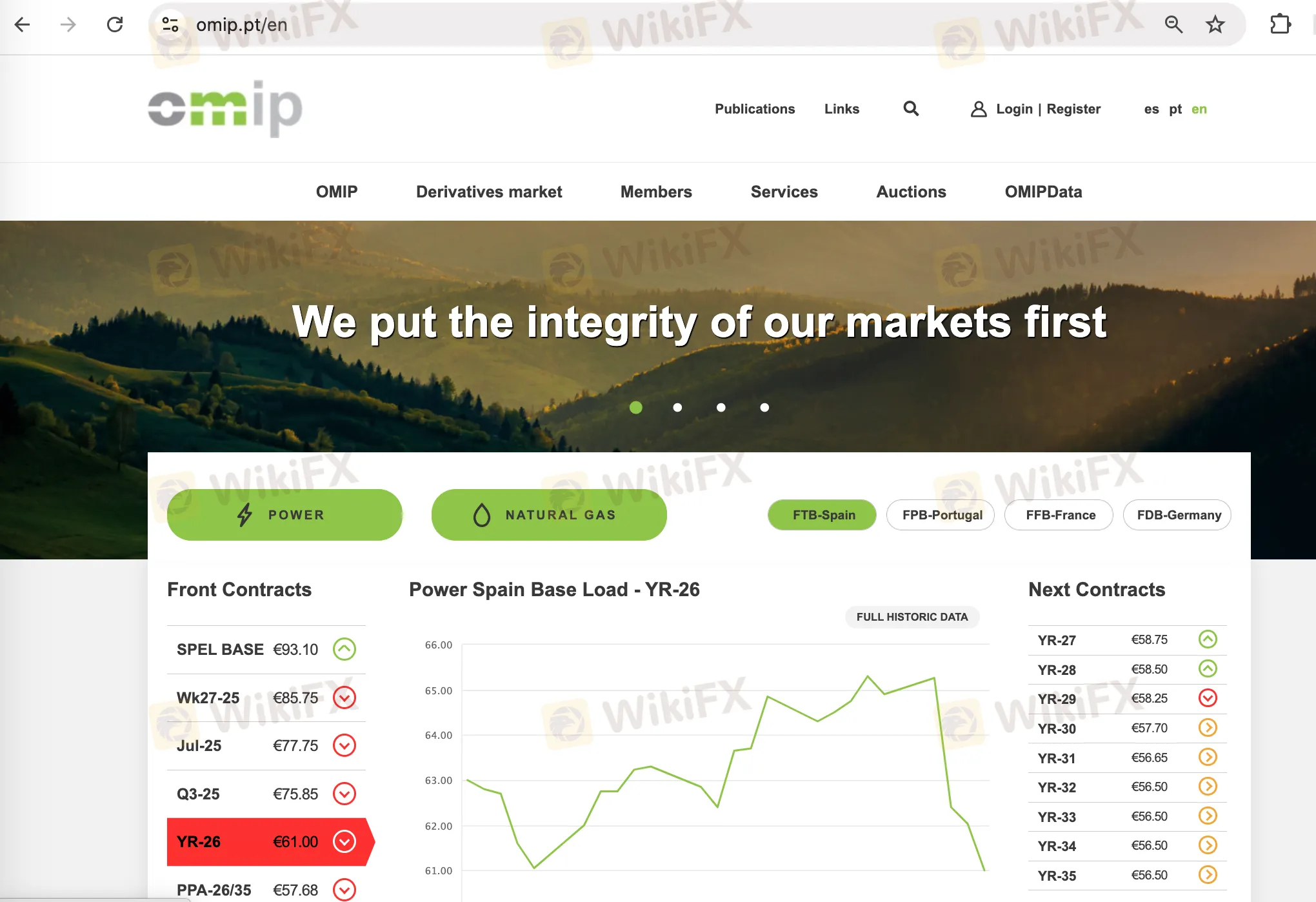 Página de inicio de OMIP