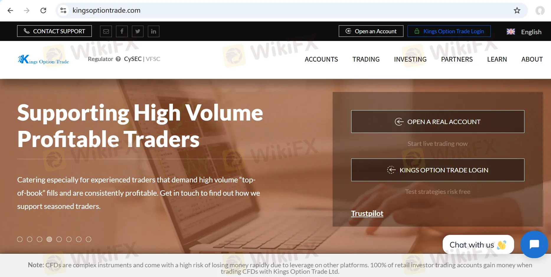 Kings Option Trade's homepage