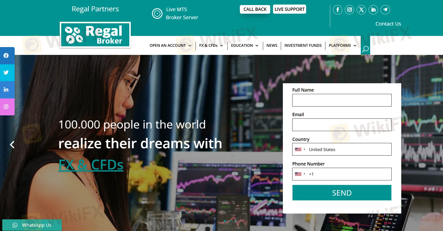 Regal Broker's ana sayfası
