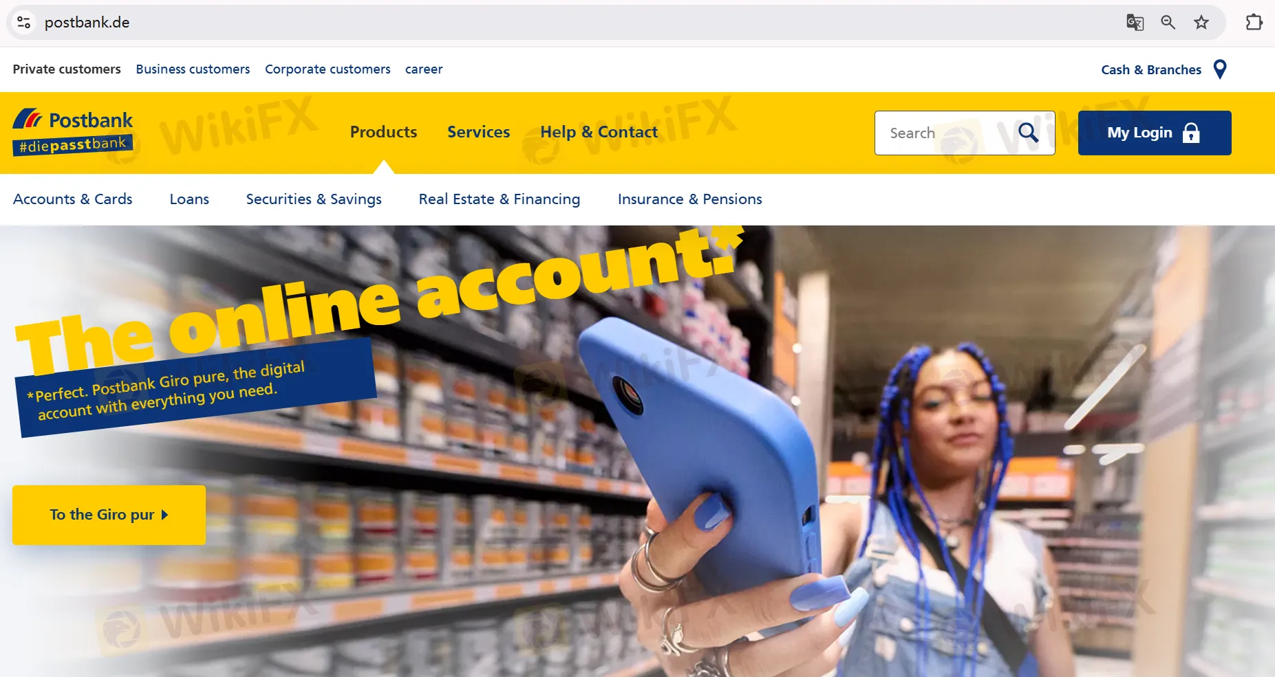 Página de inicio de Postbank