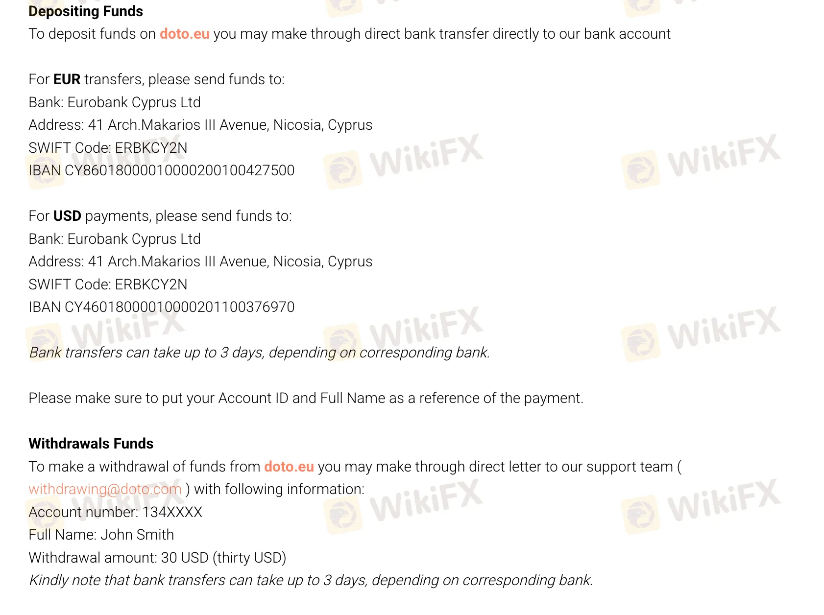 Deposit and Withdrawal