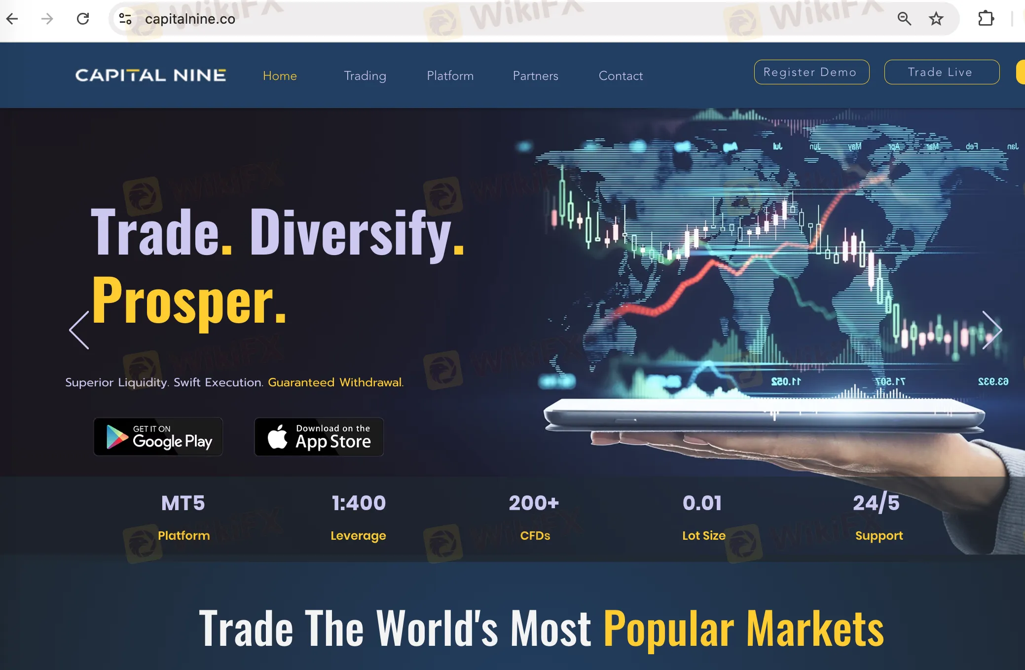 Capital Nine Global's homepage
