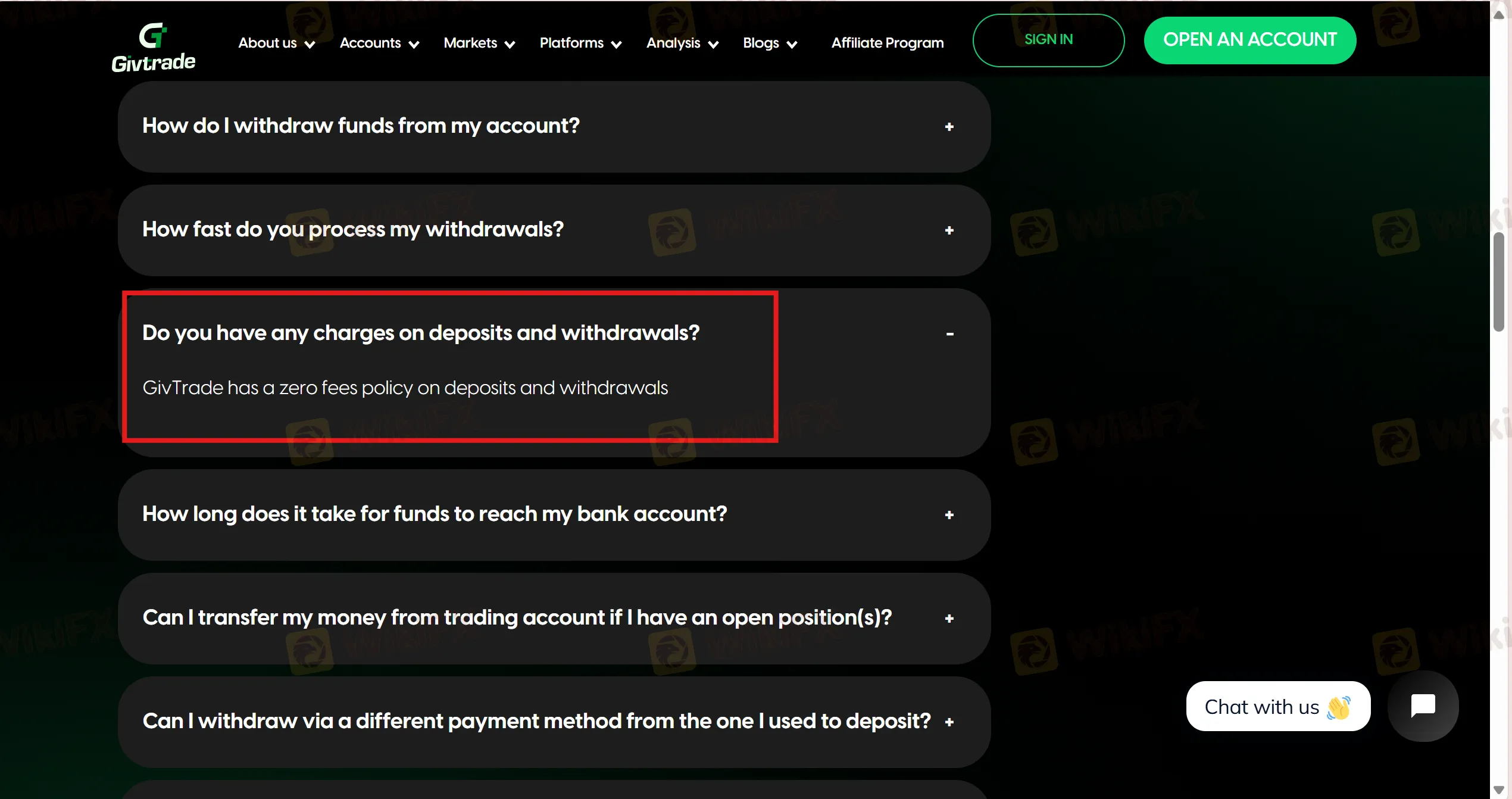 Deposit and Withdrawal