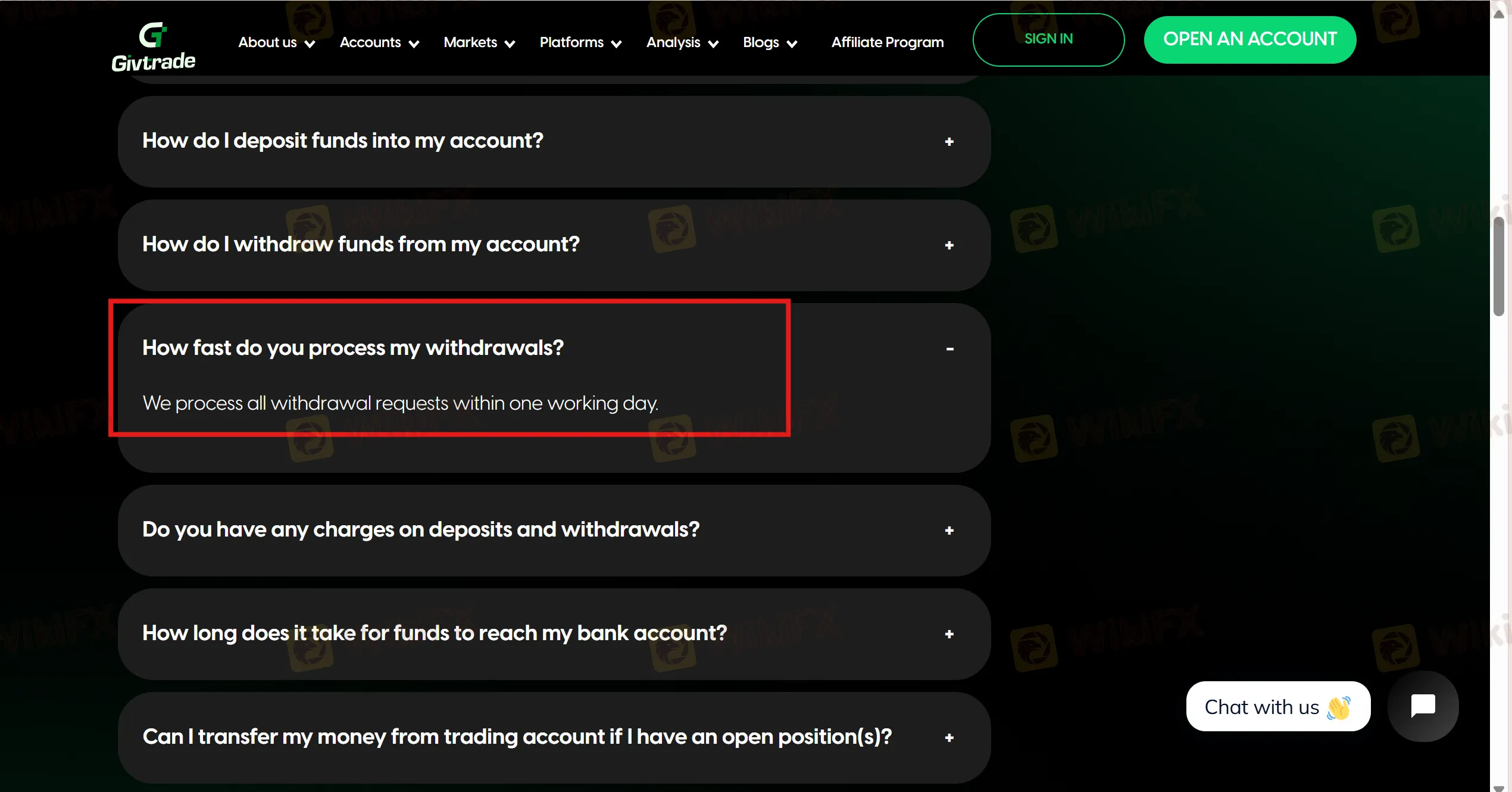 Deposit and Withdrawal