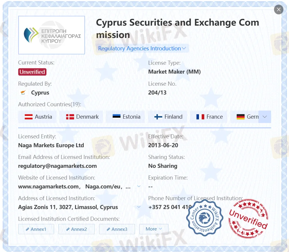 Unverified CySEC license