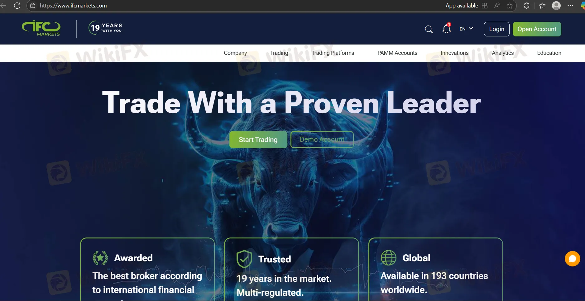 IFC Markets' homepage