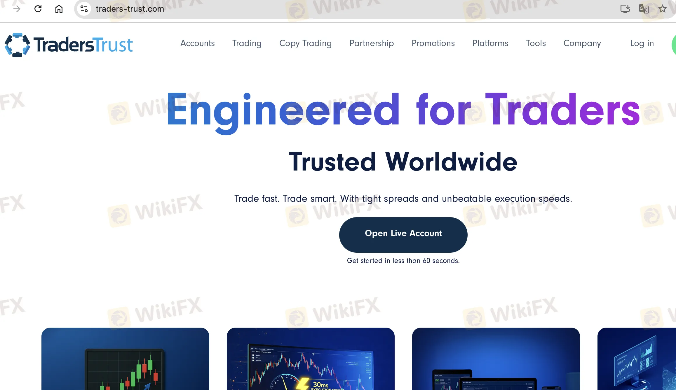 Traders Trust's homepage